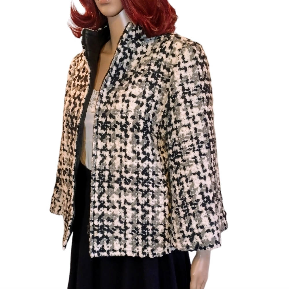 Vintage Anthracite Bell-Sleeved Nubby Tweed Jacket - Size 10